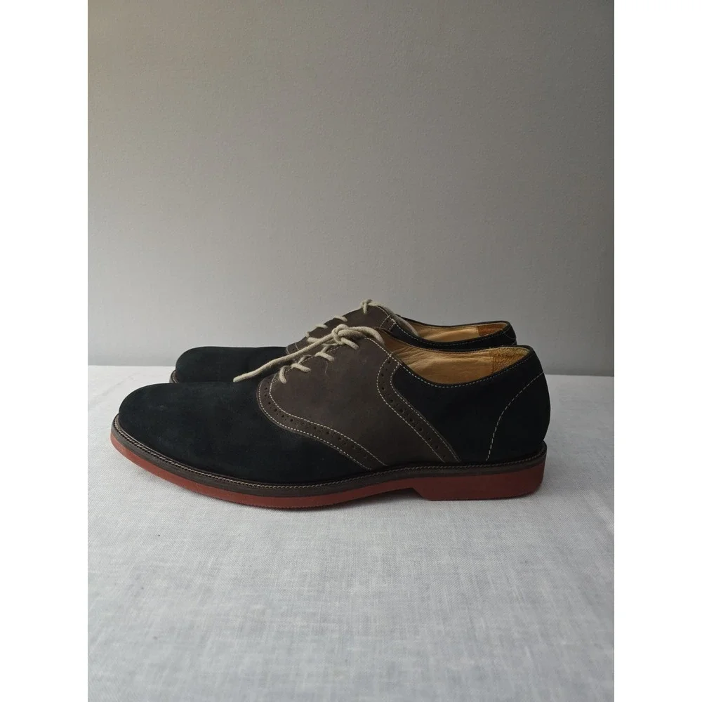 1901 Men's Black & Brown Saddle Shoes In Suede Nubuck Dress Casual Shoes  Style